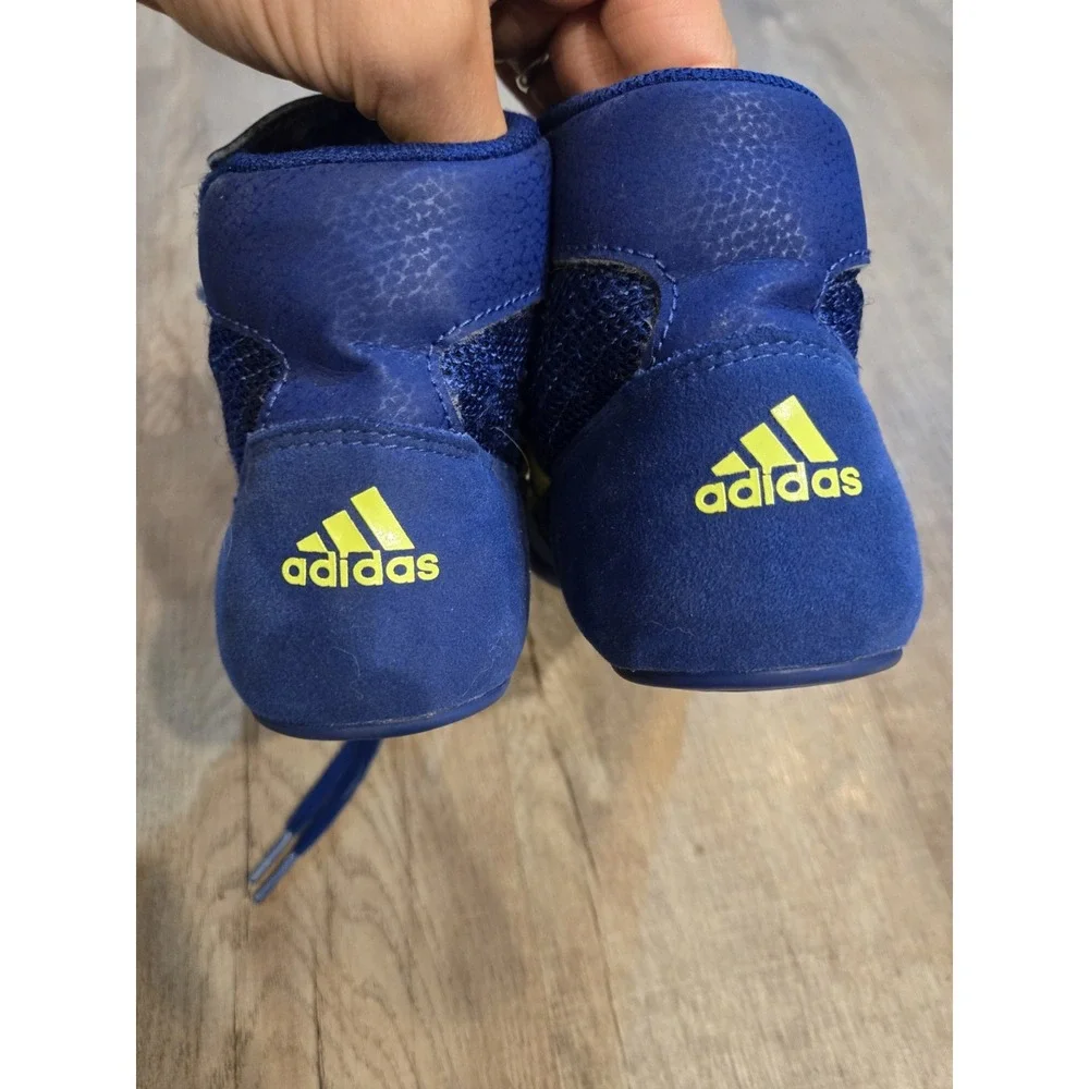 Adidas HVC Wrestling Shoes Royal Blue & Neon Yellow BD7637 Size 4